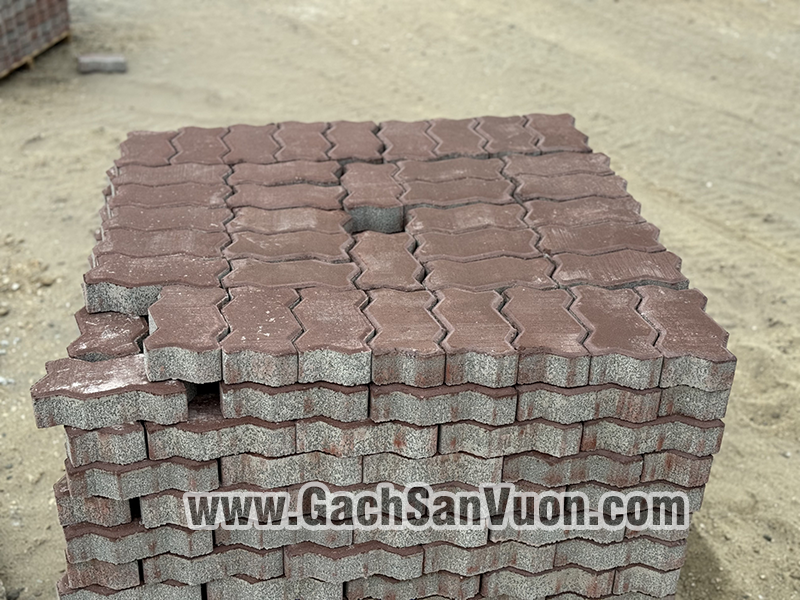 Gạch block tự chèn Ziczac màu đỏ